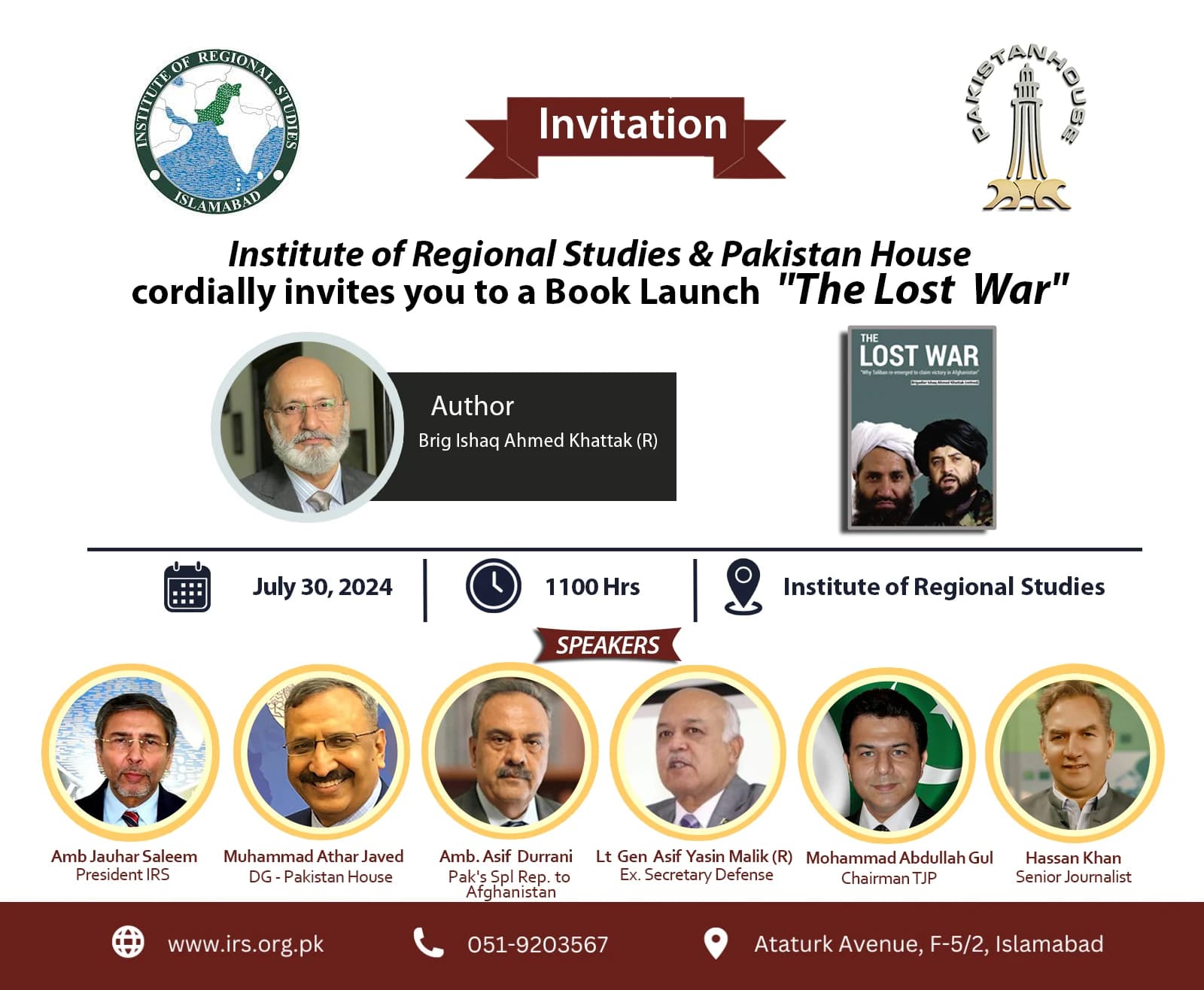 Archived invitation poster for the book launch of The Lost War