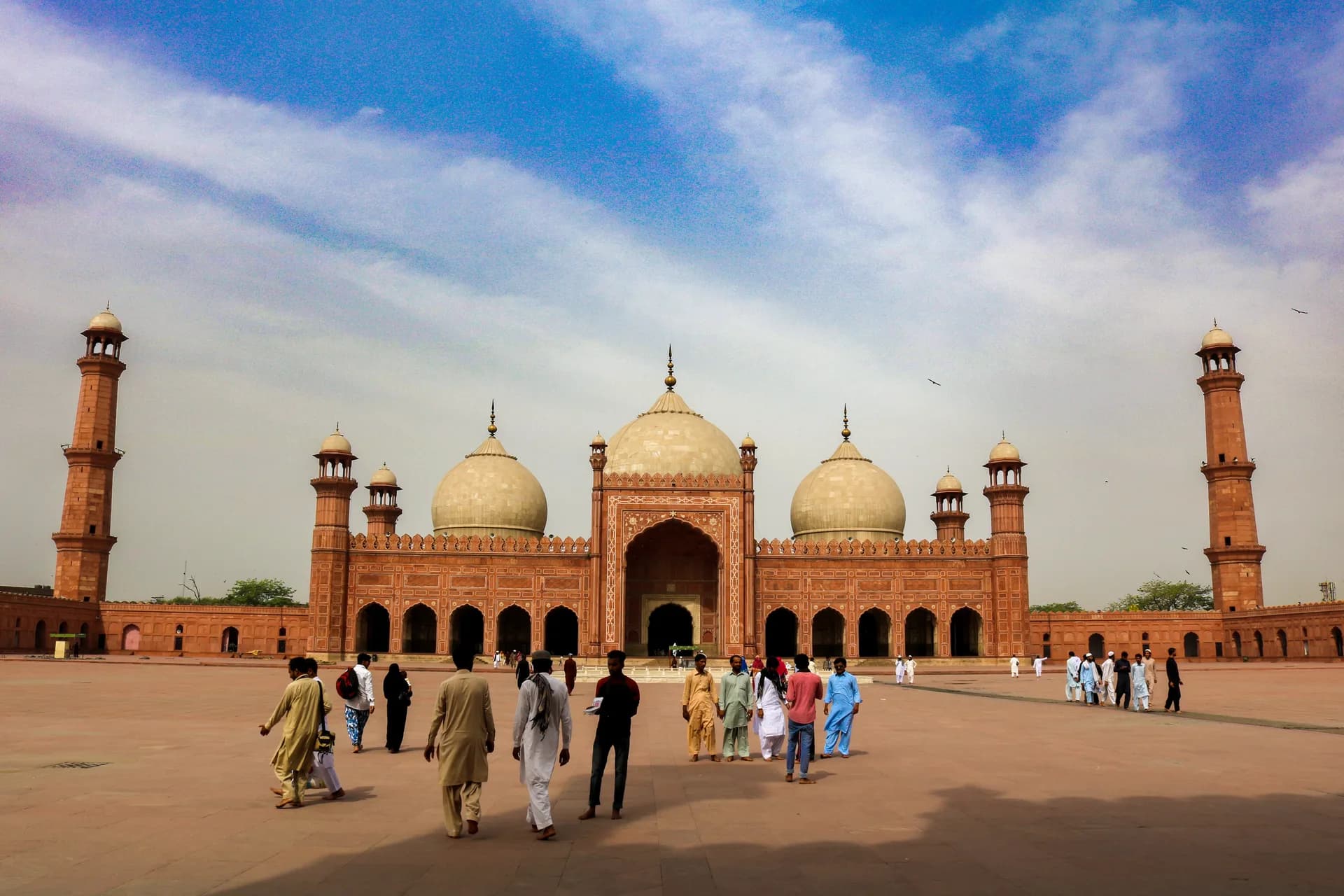 The courtyard and domes of Badshahi Mosque in Lahore